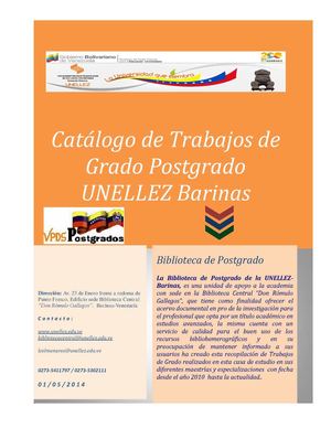 Catalogo de Trabajos de Grado Coordinación de Postgrado UNELLEZ Barinas