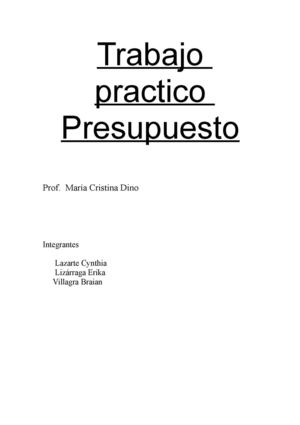TRABAJO PRACTICO PRESUPUESTO