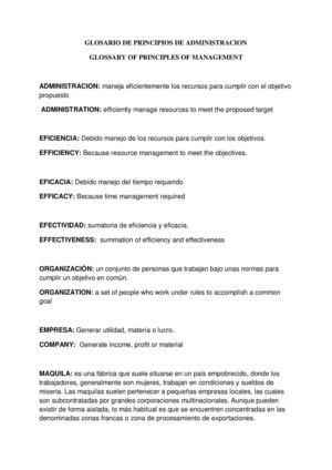 Glosario de principios de administración 