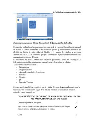 calidad del agua microcuenca las minas 