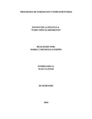 Ensayo "Todo niño es diferente"