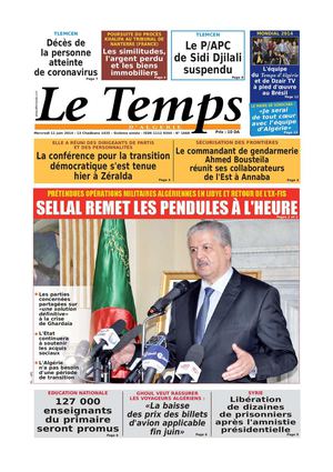 Le Temps d'Algérie Edition du Mercredi 11 Juin 2014