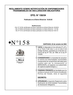 Reglamento Sobre Notificacion de Enfermedades de Declaracioón Obligatoria