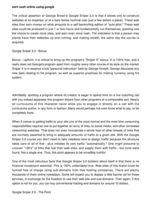 Make Cash via the Internet Using Google Sniper 2.0