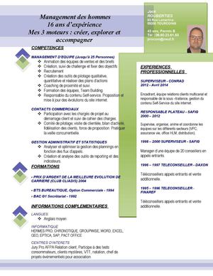 cv manager des hommes 