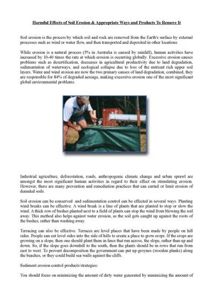 Harmful Effects of Soil Erosion & Appropriate Ways and Products To Remove It