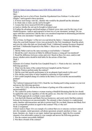 BUS 311 Entire Course (Business Law) NEW SYLLABUS 2013