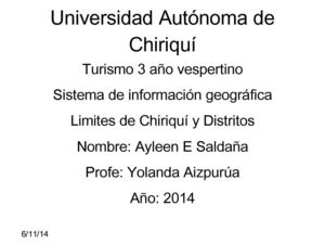 Limites De la provincia de Chiriqui y Distritos