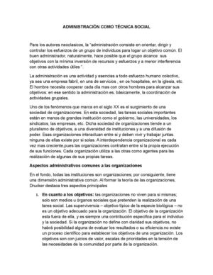 ADMINISTRACION COMO TECNICA SOCIAL