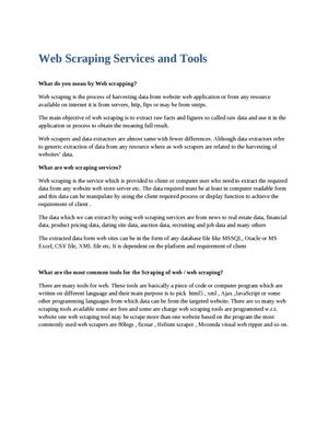 Web Scraping Services and Tools