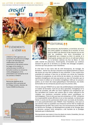 Newsletter de l'ENSGTI : Juin 2014