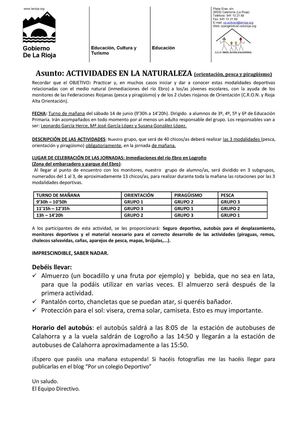 JORNADA DE ACTIVIDADES EN LA NATURALEZA