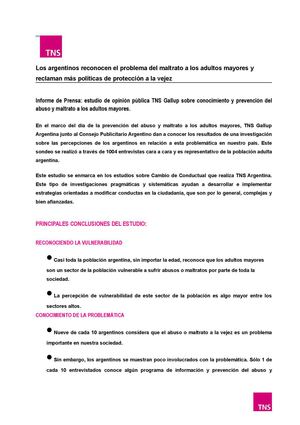 SOCIEDAD | Encuesta de TNS Gallup sobre el maltrato hacia los adultos mayores