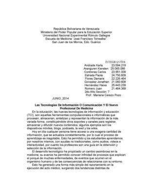 Las Tecnologías De Información  Y El Nuevo Profesional De Medicina