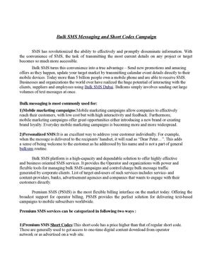 Bulk SMS Messaging and Short Codes Campaign