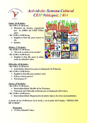 Programa semana cultural colegio 2014.