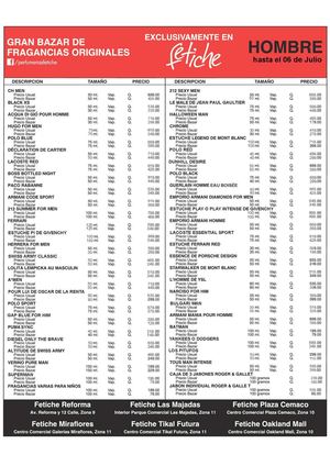 LISTADO BAZAR FETICHE