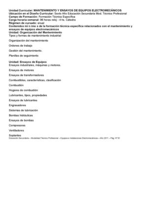 MANTENIMIENTO Y ENSAYO DE EQUIPOS ELECTROMECANICOS 