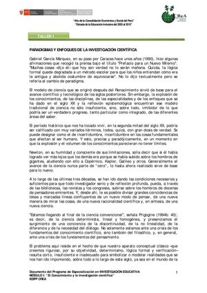 PARADIGMA DE LA CIENCIA Y LA INVESTIGACION CIENTIFICA