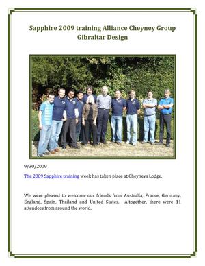 Sapphire 2009 training Alliance Cheyney Group Gibraltar Design