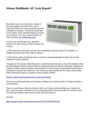 Nissan Pathfinder A/C Leak Repair?