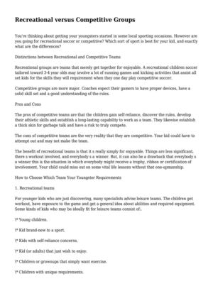 Recreational versus Competitive Groups