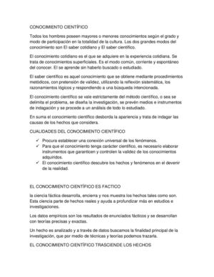 características del conocimiento científico