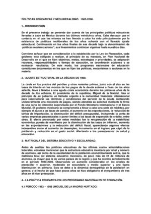 POLÍTICAS EDUCATIVAS Y NEOLIBERALISMO