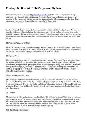 Finding the Best Air Rifle Propulsion System