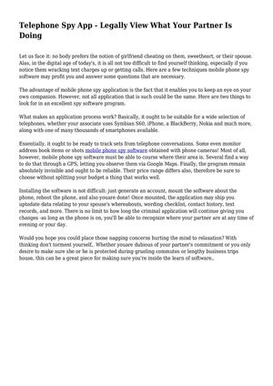 Telephone Spy App - Legally View What Your Partner Is Doing