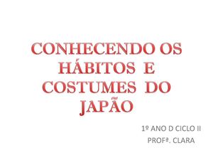 CONHECENDO A CULTURA DO JAPÃO