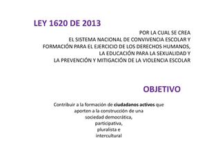 LEY 1620 DE 2013 SOBRE CONVIVENCIA ESCOLAR