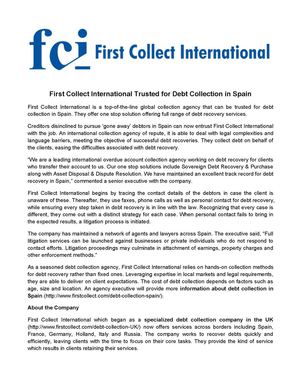 First Collect International Trusted for Debt Collection in Spain