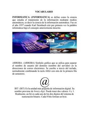 VOCABULARIO DE INFORMATICA