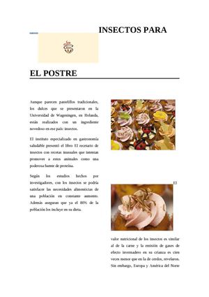 Articulo de Postres con Insectos
