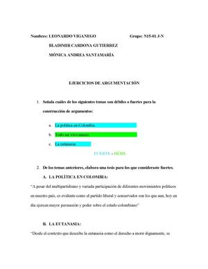 ejercicios de argumentacion