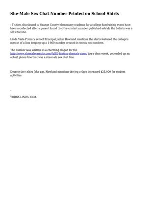 She-Male Sex Chat Number Printed on School Shirts