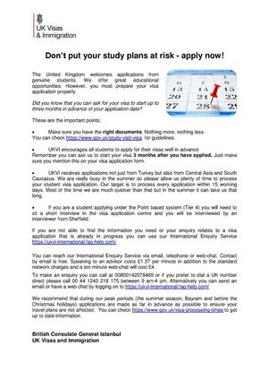 Travel Notice for Students to UK 