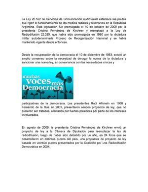 La ley de medios audiovisuales en Argentina