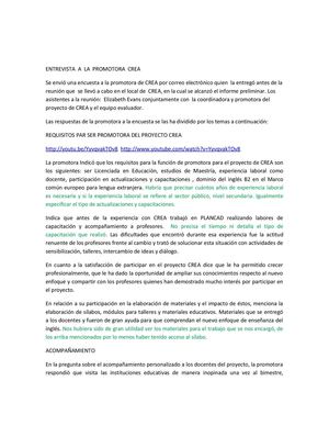 ENTREVISTA A LA PROMOTORA 