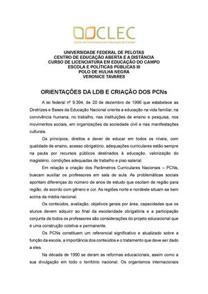 Texto sobre LDB e PCNs
