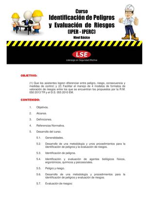 CURSO BÁSICO - TALLER IDENTIFICACIÓN DE PELIGROS Y EVALUACIÓN DE RIESGOS (IPER - IPERC)