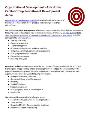 Organizational Development - Axis Human Capital Group Recruitment Development Accra