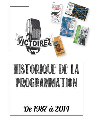 Historique de la programmation 1987-2014 SMAC Victoire 2