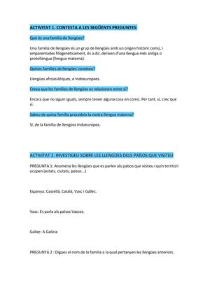 FAMÍLIES DE LLENGÜES