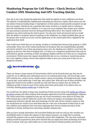 Monitoring Program for Cell Phones - Check Devices Calls, Conduct SMS Monitoring And GPS Tracking Quickly