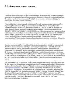 Piscinas Tienda On line.
