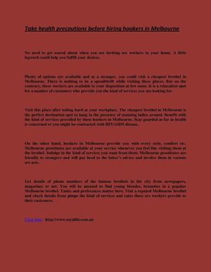 Visit cheapest brothel in Melbourne for pleasure