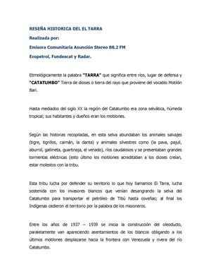 Historia de El Tarra, Norte de Santander