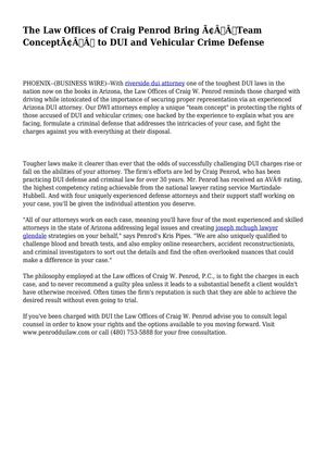 The Law Offices of Craig Penrod Bring “Team Concept” to DUI and Vehicular Crime Defense